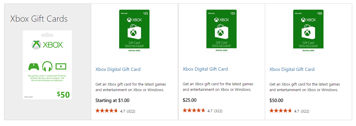 XboxOne 海外ストアでの購入方法（その２：ギフトカードの購入